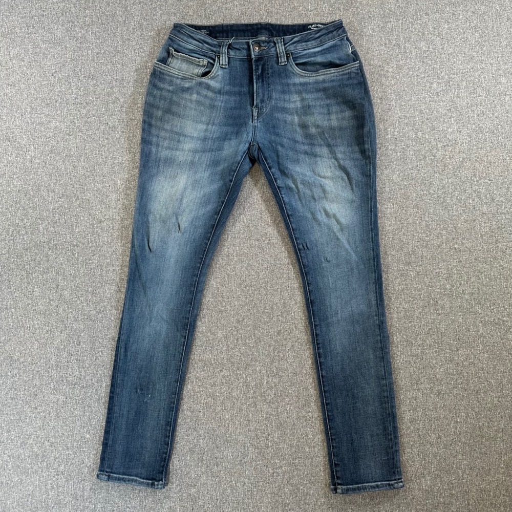 Buffalo Jeans Men 32x32 Skinny Max Blue Freedom Series Stained